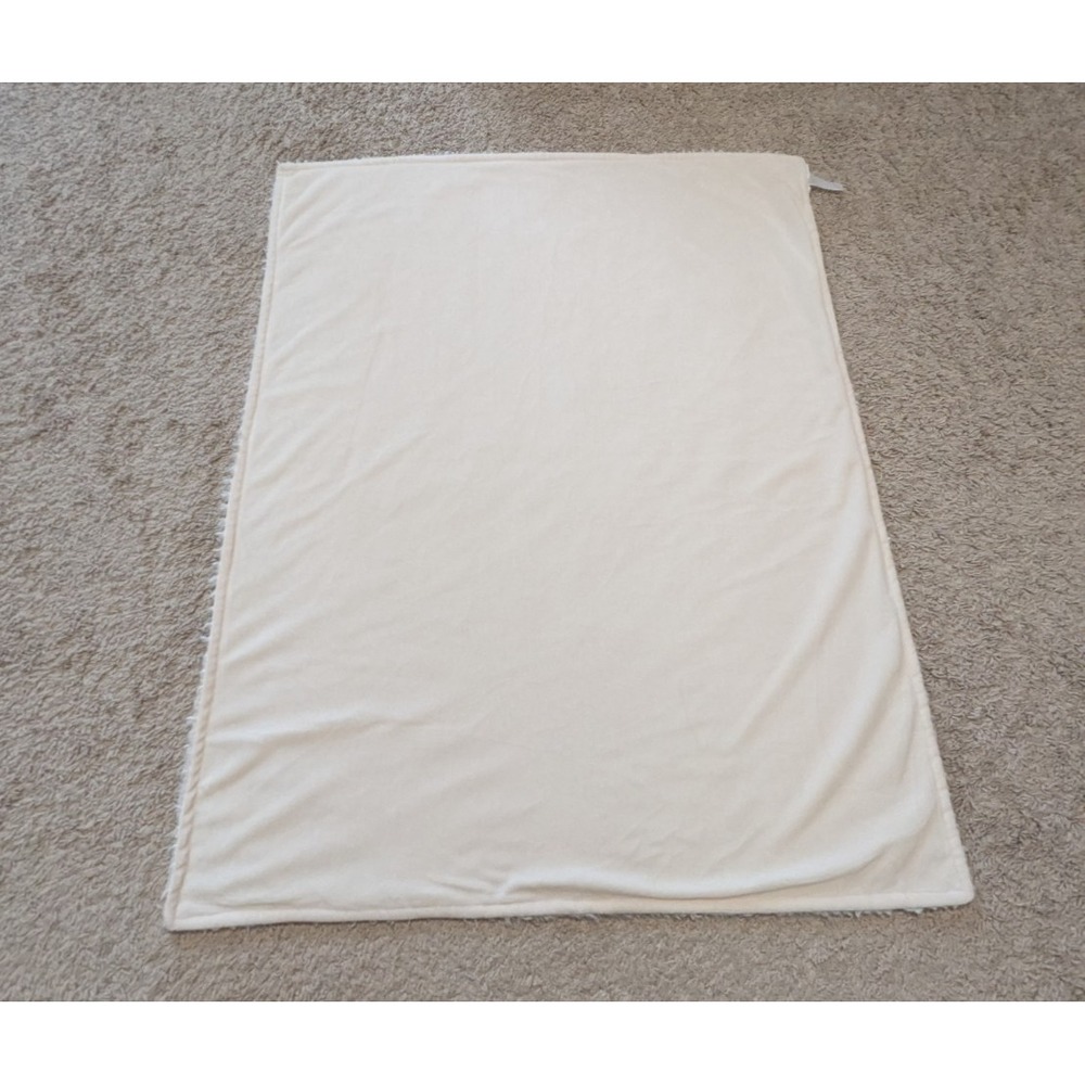 By Anthropologie Baby Blanket Soft Sherpa Minky 36" x 29" Lovey Security Cream - Picture 3 of 8